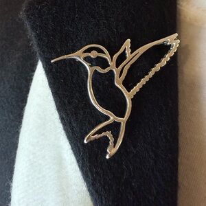 Vintage Sterling Silver Hummingbird Brooch, Artist Signed, Sterling